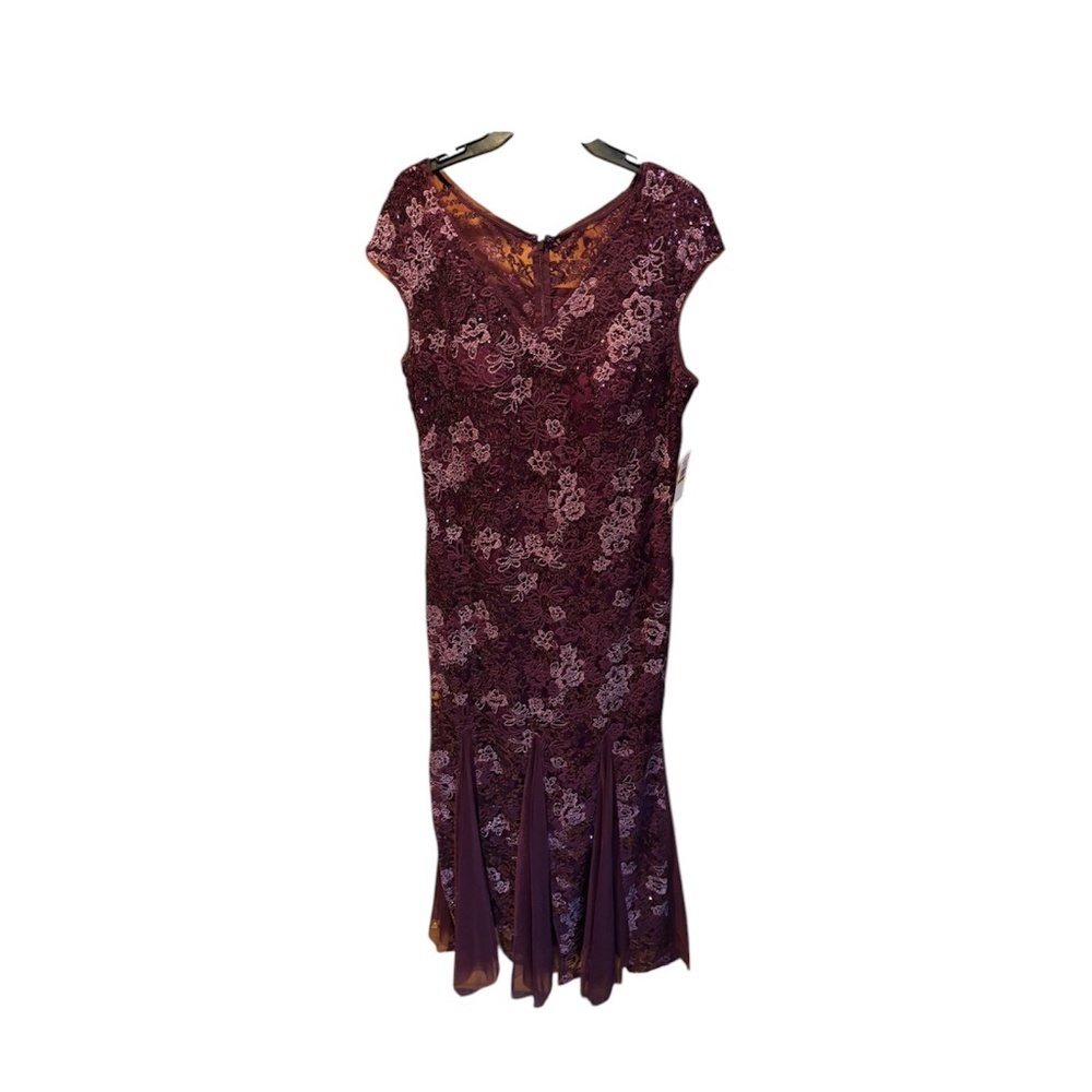 Alex Evenings Long Cap Sleeve Embroidered Fit & Flare Dress with Godet Skirt